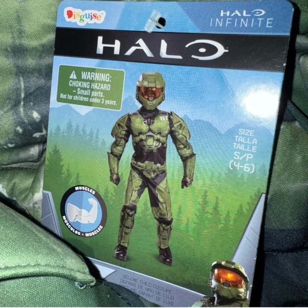 New! Disguise Master Chief or Spartain Halo Costume Kids Boys Dress Up, size 4-6
